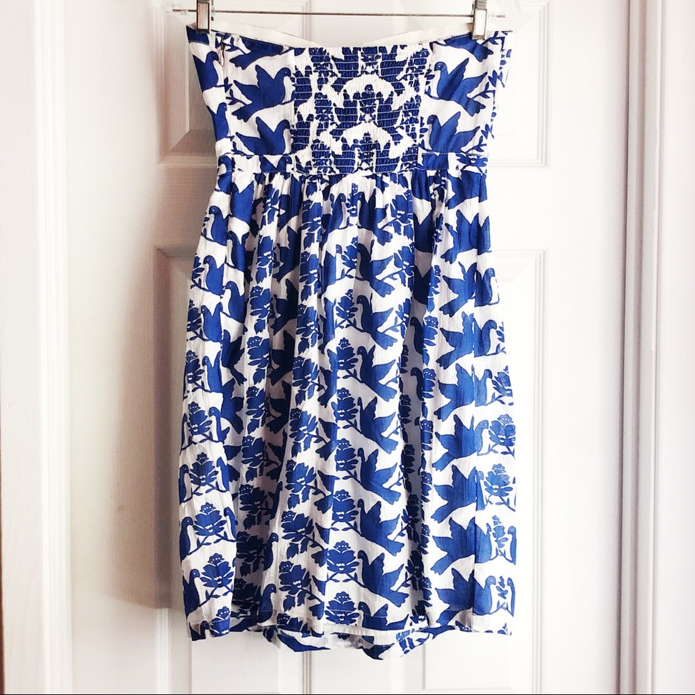 Old Navy Blue Bird Strapless Sweetheart Mini Dress - Picture 5 of 6